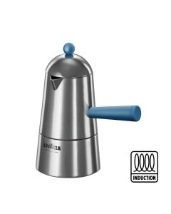 Caffettiera Carmencita Pop in alluminio con manico e pomolo blu