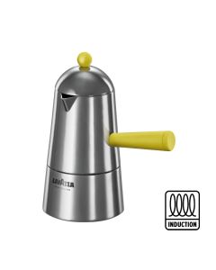 Caffettiera Carmencita Pop in alluminio con manico e pomolo giallo