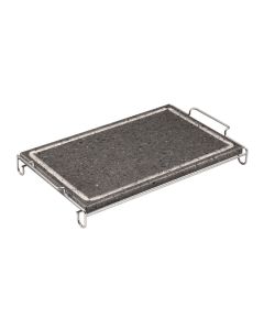 Pietra lavica rettangolare Invito con stand in acciaio cm 25x40