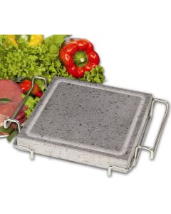 Piastra lavica Convivio con stand in acciaio inox 18/10 cm 21x21