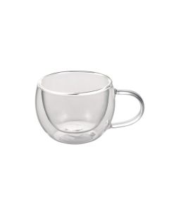 Set 2 tazzine caffè bombate in vetro borosilicato doppia parete cl 9
