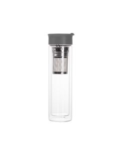 Bottiglia con doppia parete in vetro borosilicato ed infusore in acciaio inox 18/10