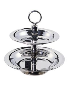 Alzata a 2 piani con piatti fondi in acciaio inox 18/10 Ø cm 25/20
