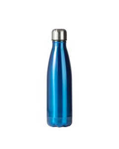 Bottiglia termica blu con doppia parete in acciaio inox 18/10
