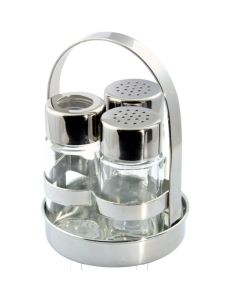 Stand sale, pepe e stuzzicadenti in acciaio inox set 3 pz Ø cm 8