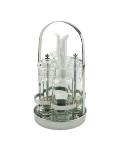 Stand con ampolle olio e aceto, macinasale e macinapepe set 4 pz