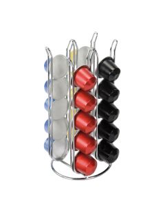 Porta capsule per 20 capsule Nespresso in acciaio cromato Ø cm 9,5 h cm 19,5
