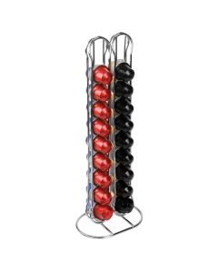 Porta capsule per 36 capsule Nespresso in acciaio cromato cm 13x9x37