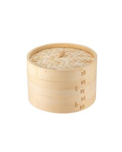 Cuocivapore in bamboo a 2 ripiani con coperchio