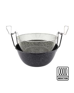 Friggitrice in ferro smaltato con cestello in ferro nichelato