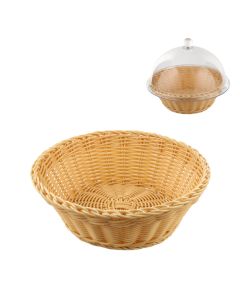 Cestino pane tondo in rattan sintetico con filo in polipropilene