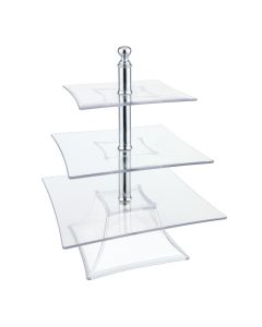 Alzata quadra con 3 piani in policarbonato cm 20x20/25x25/30x30 h cm 28