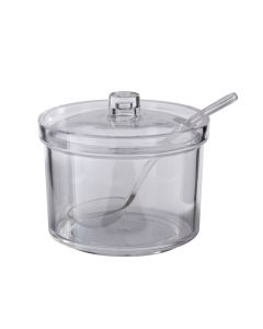 Zuccheriera/formaggiera/porta salse con coperchio e cucchiaino in MS Ø cm 8,5 h 7,5 cl 19