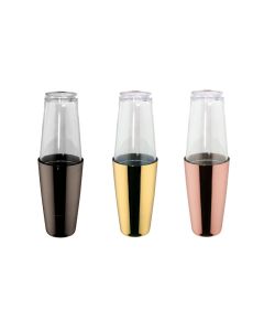 Shaker Boston Mixage in acciaio inox 18/10 placcato con bicchiere in vetro