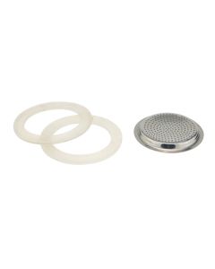 Set 2 guarnizioni in silicone ed 1 filtro in acciaio inox